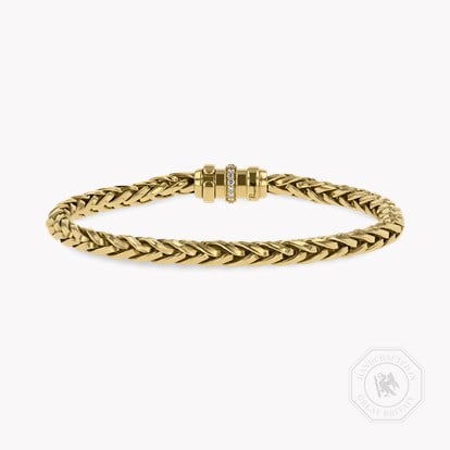 Handmade English Chain 0.16ct Diamond Bracelet in 18ct Yellow Gold