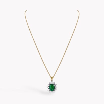 Contemporary Oval Cut 1.09ct Emerald and Diamond Pendant