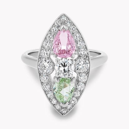 Art Deco Cartier Pear Shaped Fancy Coloured Diamond Ring