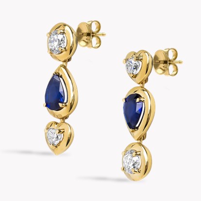Skimming Stone 2.37ct Sapphire and Diamond Drop Earrings