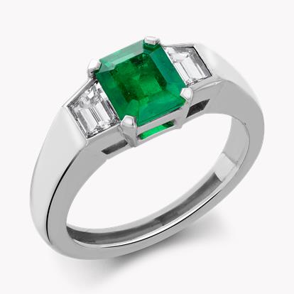 Contemporary Emerald and Diamond Three Stone Ring 1.02ct in Platinum