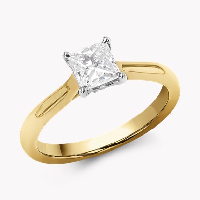 1.00ct Diamond Solitaire Ring Yellow Gold and Platinum Gaia Setting