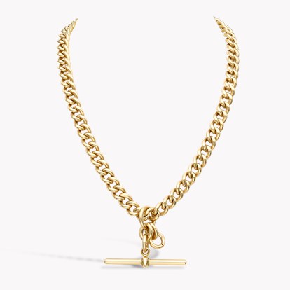 Victorian Double Albert Chain with T-Bar In 18ct Yellow Gold