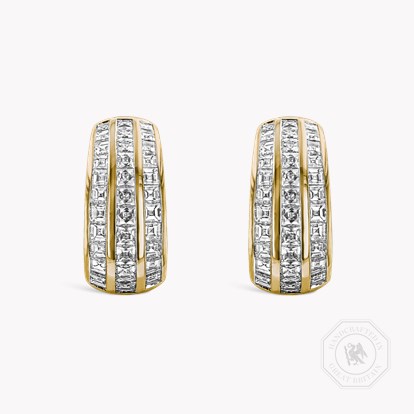 Manhattan 1.31ct Three Row Huggie Earrings in 18ct Yellow Gold