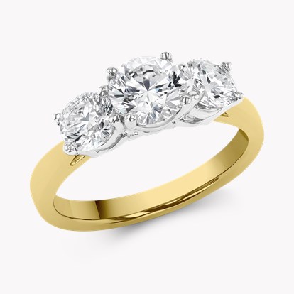 Classic 0.62ct Diamond Three Stone Ring in 18ct Yellow Gold and Platinum