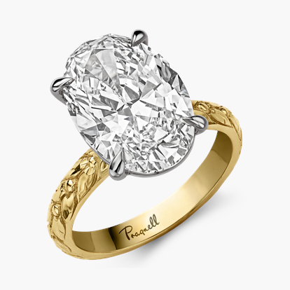 Masterpiece Apple Blossom 5.90ct Oval Diamond Solitaire Ring in 18ct Yellow Gold and Platinum