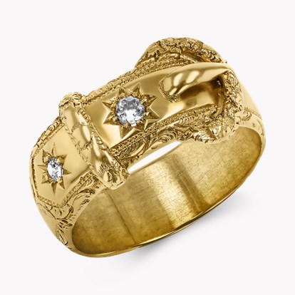 Edwardian Diamond Buckle Ring in 18ct Yellow Gold