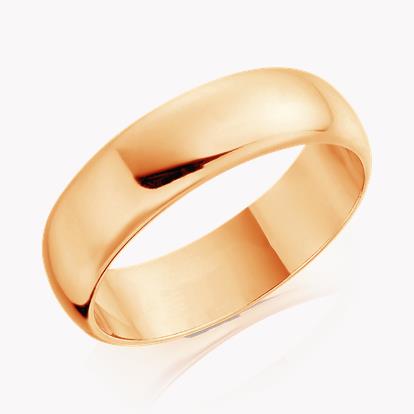 6mm D-Shape Wedding Ring in 18ct Rose Gold
