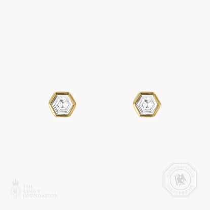 Honeycomb Diamond Solitaire Earrings 0.50ct in 18ct Yellow Gold