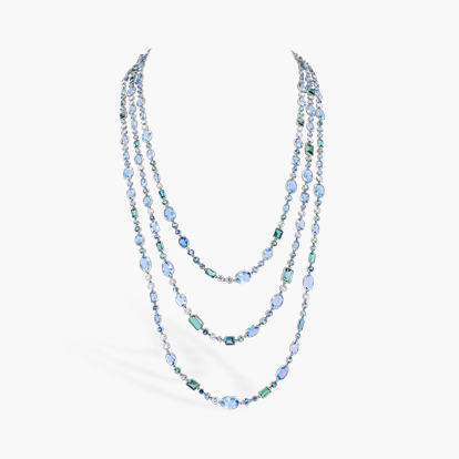 Masterpiece 58.07ct Aquamarine, Tourmaline, and Diamond Necklace in Platinum