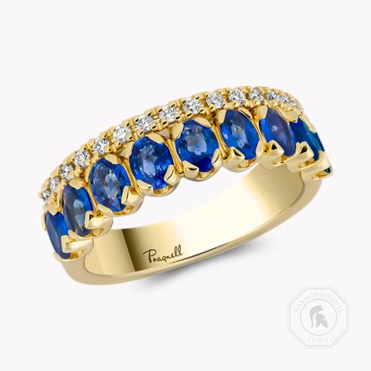 Oval Cut 1.86ct Sapphire and Diamond Half Eternity Ring