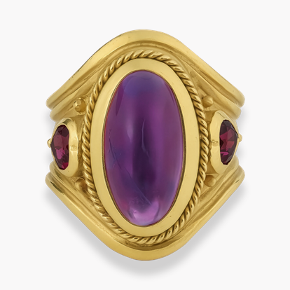 1980s Cabochon Cut 4.68ct Amethyst Ring