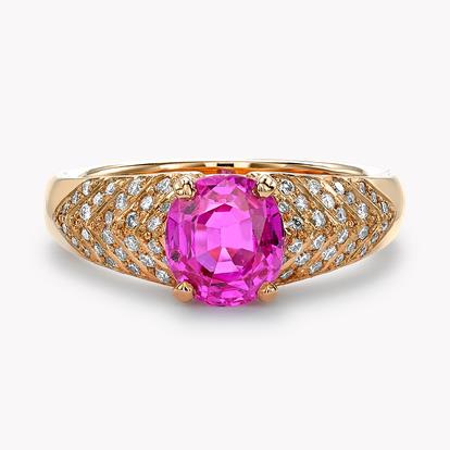 Burmese Cushion Cut Pink Sapphire Ring 2.12ct in 18ct Rose Gold