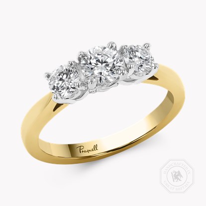 Classic 1.06ct Diamond Three Stone Ring in 18ct Yellow Gold and Platinum