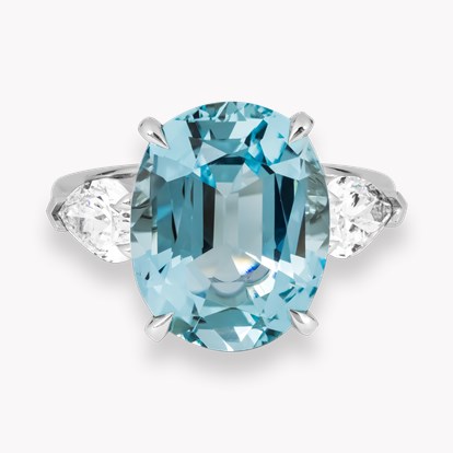 Oval Cut 7.42ct Lukusuzi Aquamarine and Diamond Ring