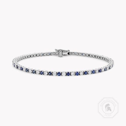 Sapphire & Diamond Line Bracelet 3.39ct in 18ct White Gold