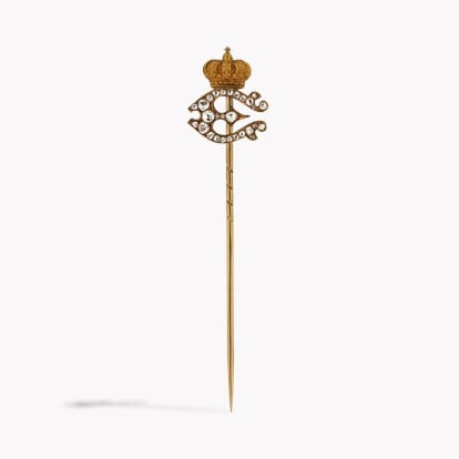 Edwardian Rose Cut Diamond Crown Stick Pin