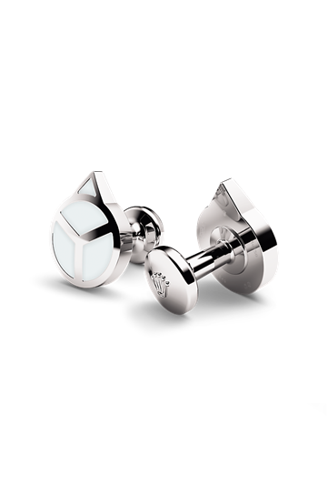 ‘Hand’ cufflinks * White gold and luminescent material with a bezel and bracelet
