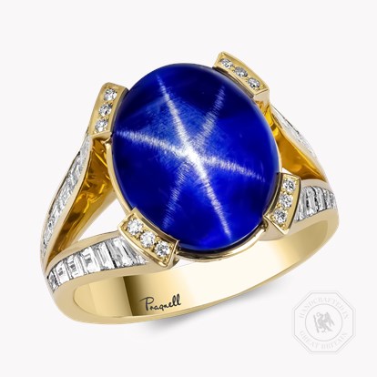 Masterpiece Cabochon Cut 11.60ct Sri Lankan Star Sapphire and Diamond Ring