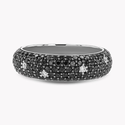 Black and White Diamond Midnight Dress Ring in 18ct White Gold