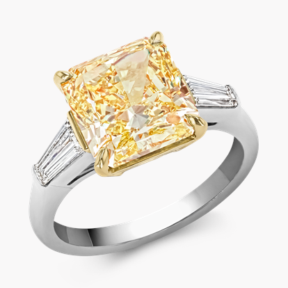 Masterpiece Regency Setting Fancy Intense Yellow Diamond Ring 5.04cts in Platinum and 18ct Yellow Gold