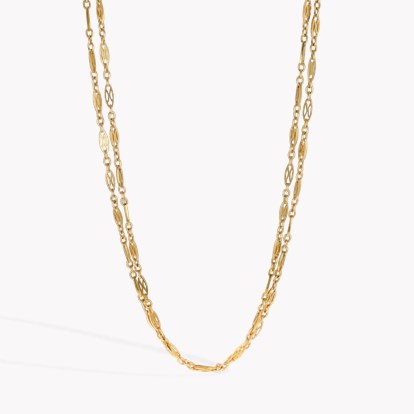 Belle Epoque French Fancy Oval and Cross Link 155cm Necklace
