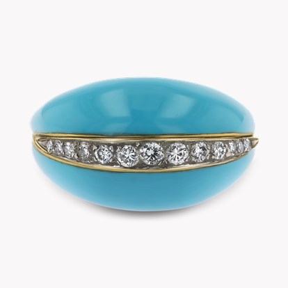 Enamel and Diamond Bombe Ring