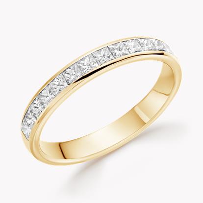 Princess Cut Diamond Half Eternity Ring 0.75ct in 18ct Yellow Gold