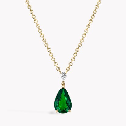 Pearshape Emerald Pendant 1.98ct in 18ct Yellow Gold