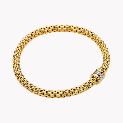FOPE Solo Flex'it 0.10ct Diamond Bracelet in 18ct Yellow Gold