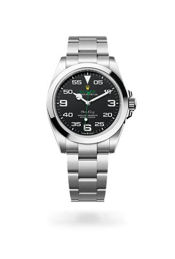 Air-King * Oyster, 40 mm, Oystersteel with a Black Smooth bezel and Oyster, three-piece solid links bracelet