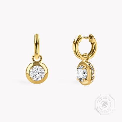 Skimming Stone 0.76ct Diamond Drop Hoop Earrings in 18ct Yellow Gold