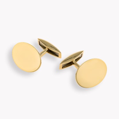 Oval Spring Bar Cufflinks in 18ct Yellow Gold