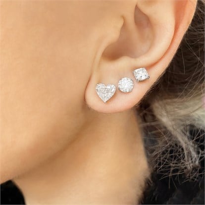 Heart Cut Diamond Stud Earrings