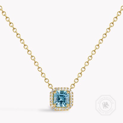 Asscher Cut 0.70ct Lukusuzi Aquamarine and Diamond Pendant