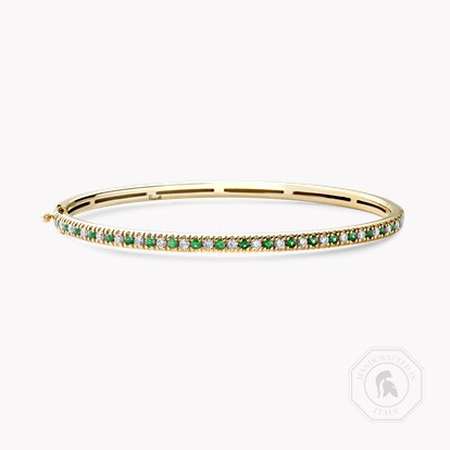 Emerald & Diamond Half Hoop Bangle