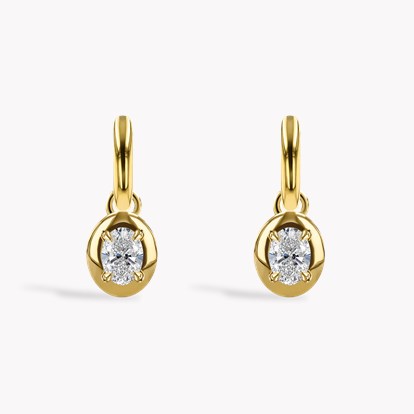Skimming Stone 1.01ct Oval Diamond Hoop Drop Earrings