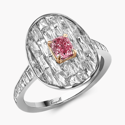 Masterpiece Stage Setting 0.50ct Fancy Vivid Pink Diamond Cluster Ring in Platinum