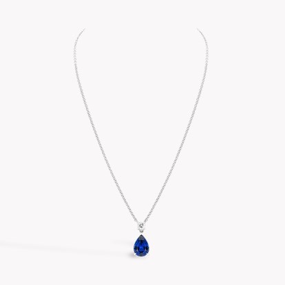 Pear Shaped 3.20ct Sri Lankan Sapphire and Diamond Pendant