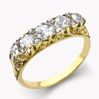 Victorian Inspired 0.78ct Diamond Five Stone Ring in 18ct Yellow Gold