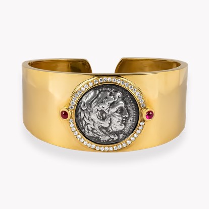 Ruby and Diamond Alexander the Great and Zeus Tetradrachm Coin Bangle
