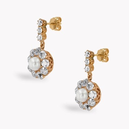 Victorian Natural Pearl & Diamond Earrings