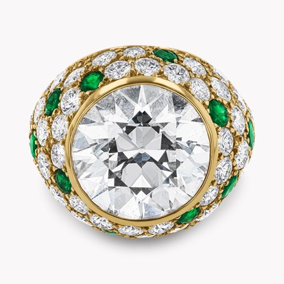 Van Cleef & Arpels 10.10ct Diamond and Emerald Cocktail Ring