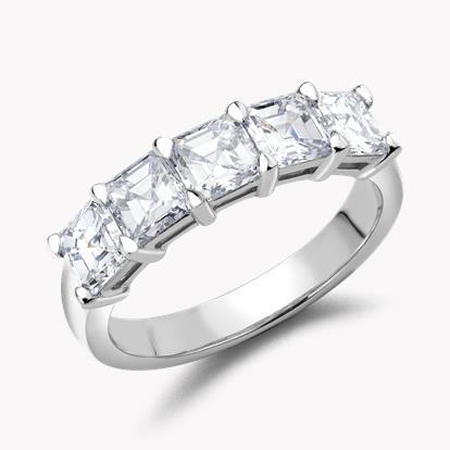 Asscher Cut Diamond Five-Stone Ring 2.50ct in Platinum