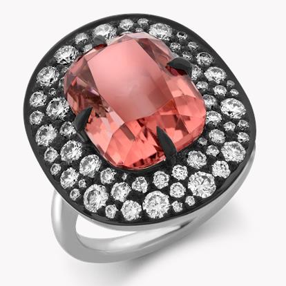 Snowstorm Peach Tourmaline & Diamond Cocktail Ring 8.08ct in Platinum