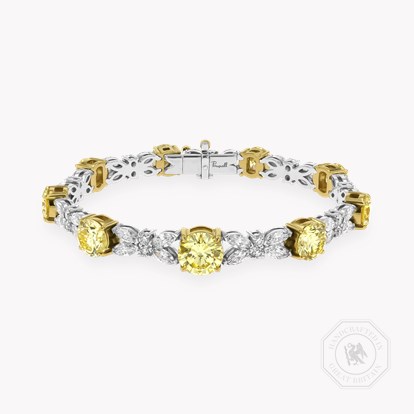 Masterpiece Brilliant Cut 14.85ct Fancy Yellow Diamond Bracelet in Platinum and 18ct Yellow Gold