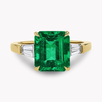 Octagonal Cut 3.23ct Zambian Emerald and Diamond Ring