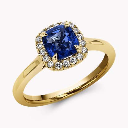 Sapphire and Diamond Cluster Ring 1.45ct in 18ct Yellow Gold