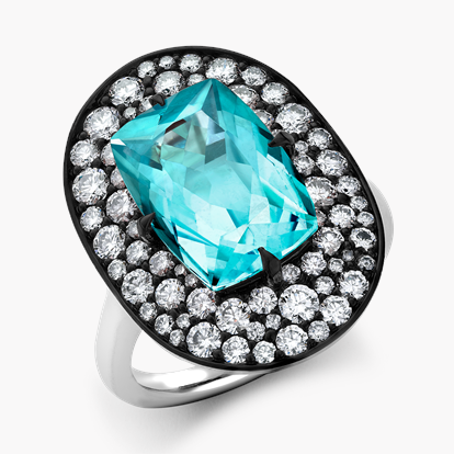 Snowstorm Paraiba Tourmaline and Diamond Ring 5.29ct in Platinum