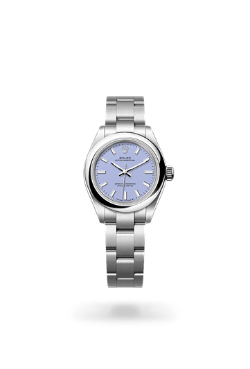 Oyster Perpetual 28 * Oyster, 28 mm, Oystersteel with a Bright black Domed bezel and Oyster, flat three-piece links bracelet